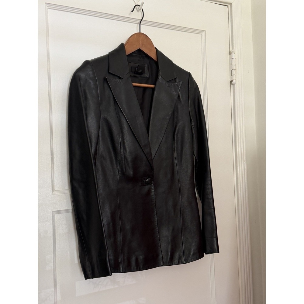 Frenchi Black Genuine Lamb Skin Soft Leather Blazer Jacket Y2K Siren Goth XS